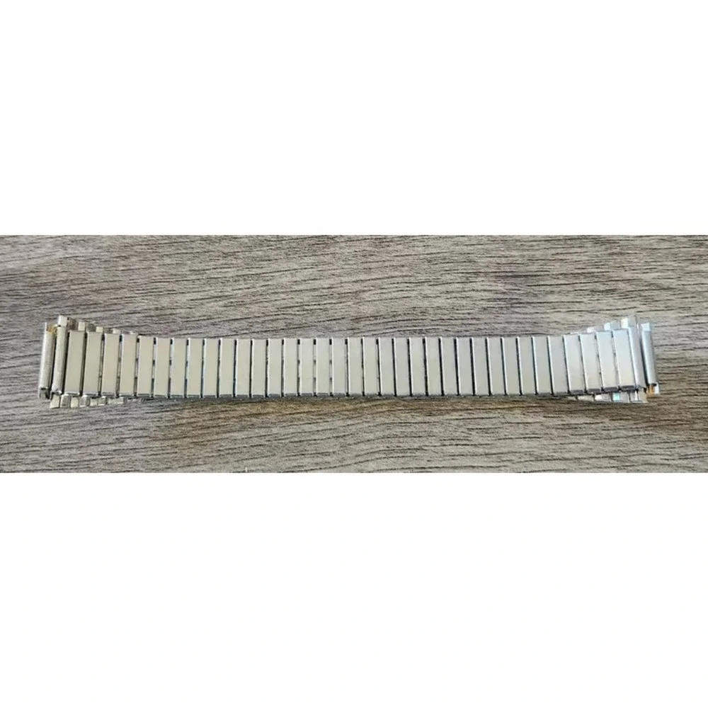 Vintage Two Tone Stainless Steel Expansion Watch Band Tapered Stretch Bracelet
